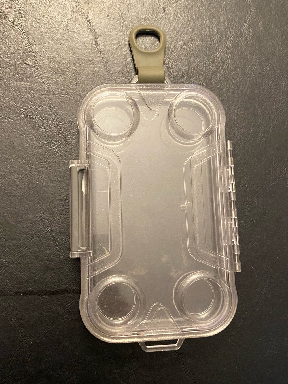 Clear Plastic Protective Case with Olive Clip